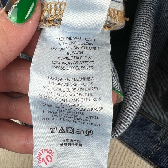 Free People McCoy Destroyed Patch Straight Leg Jeans 26 Tattered Blue $148 - Picture 8 of 11